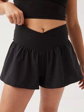 OFFLINE by Aerie Women’s Small Real Me Crossover Flowy Shorts Black